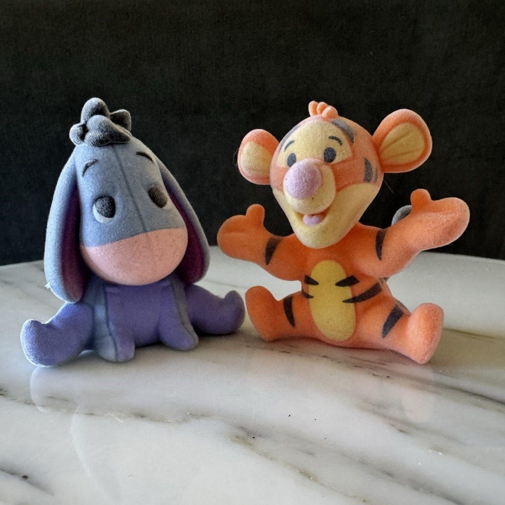 Disney Winnie The Pooh 2.5" Collectible Figures Flocked Tigger Eeyore Set